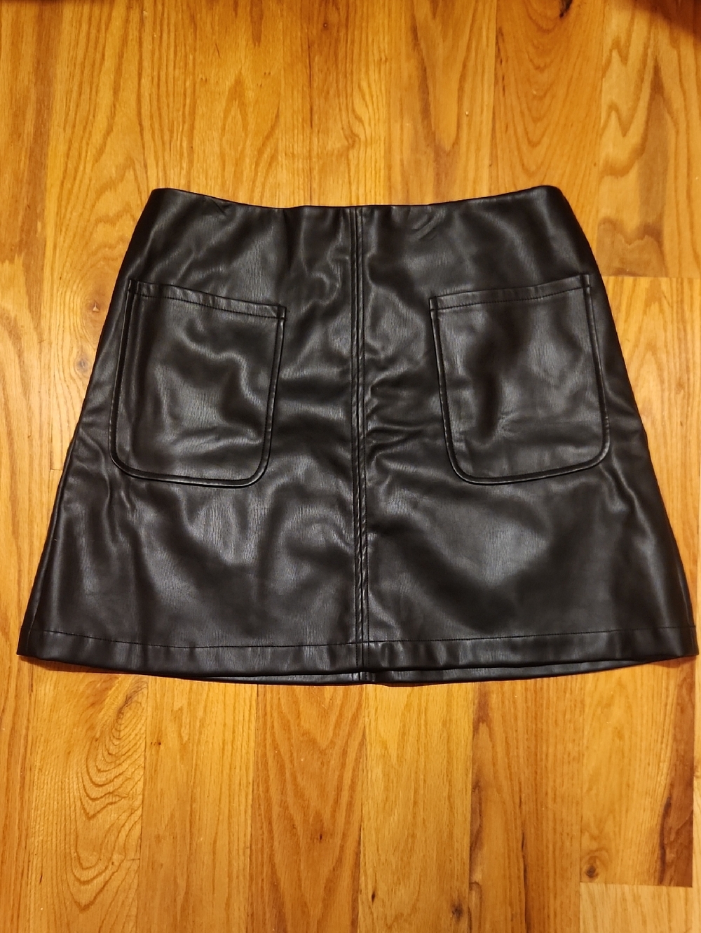 Maeve by Anthropologie Faux Leather A-Line Skirt with Patch Pockets